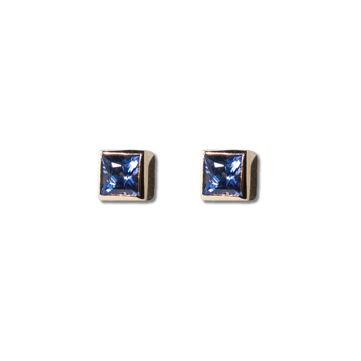 Cube Gemstone Earrings - Blue Sapphire