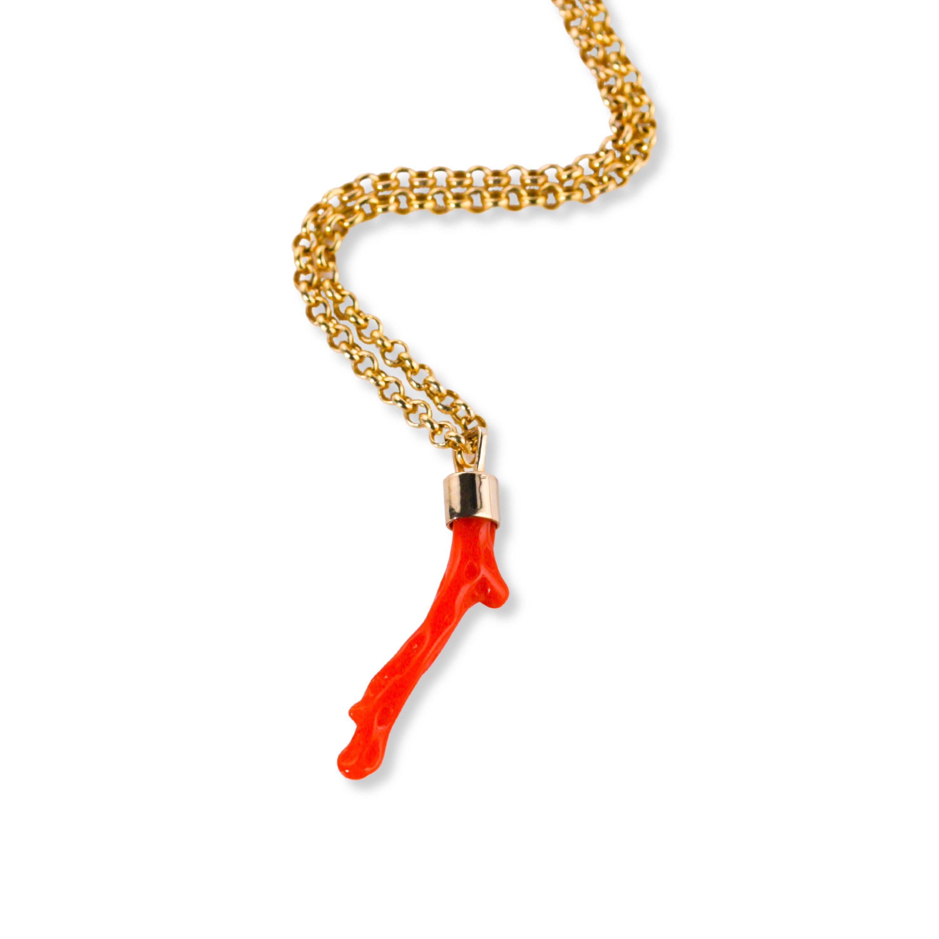Coral Stem Charm Necklace