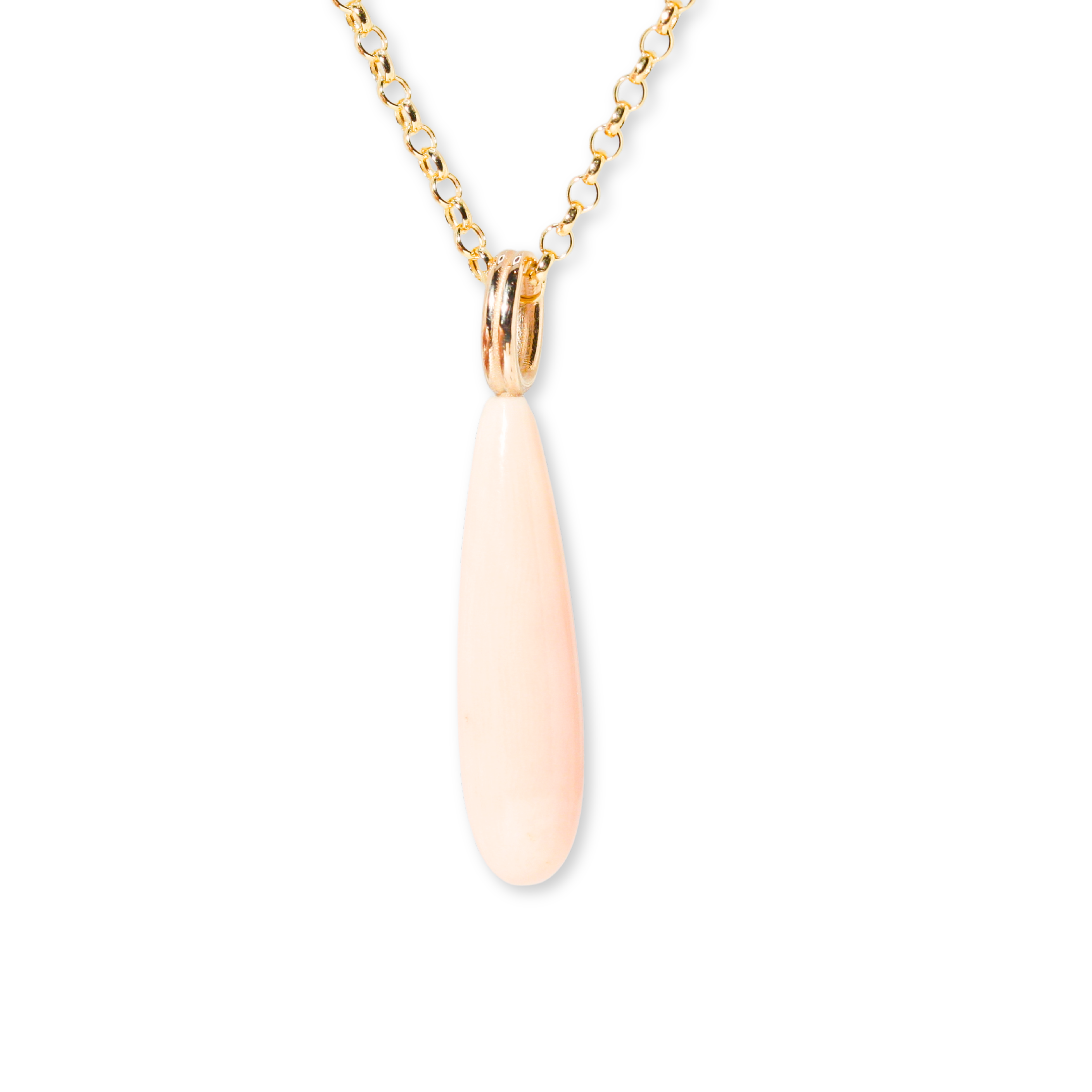 Angel Skin Antique Coral Rose Charm Necklace
