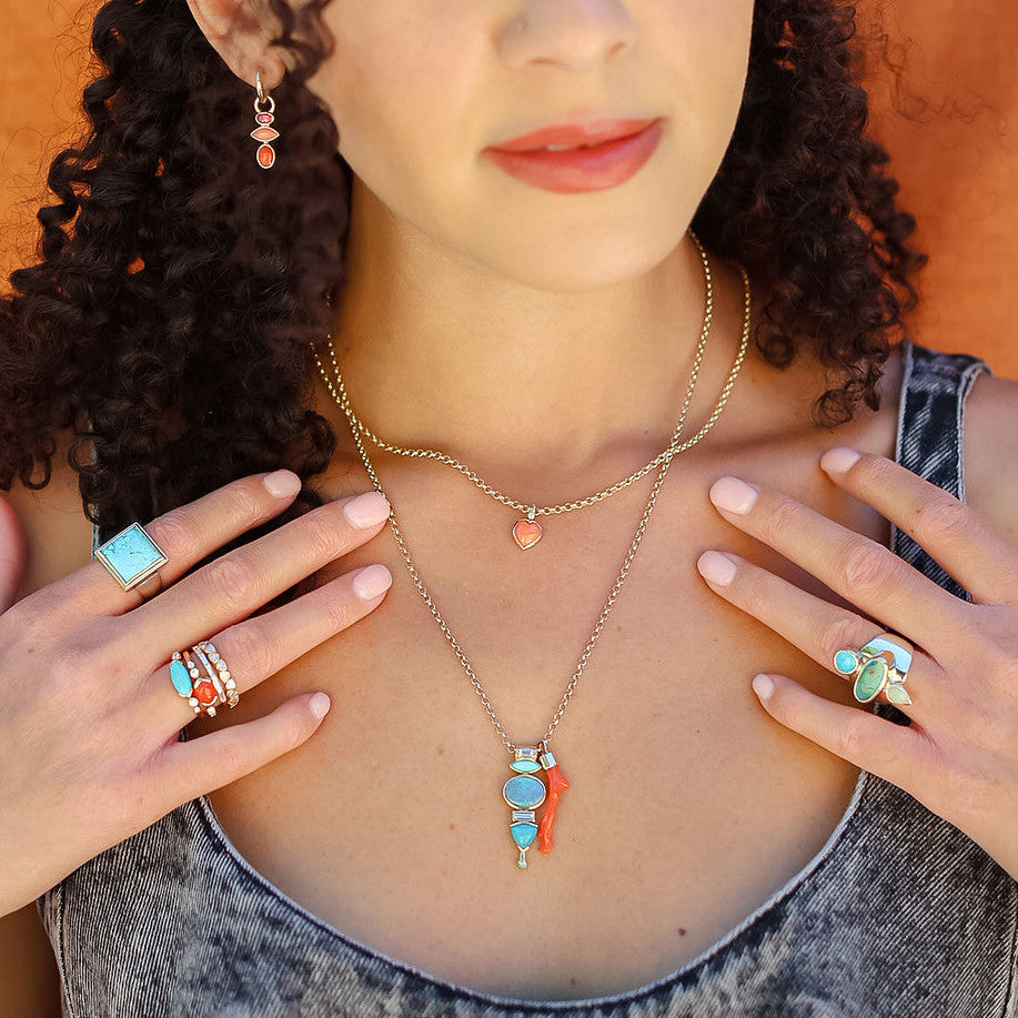 Coral Stem Charm Necklace