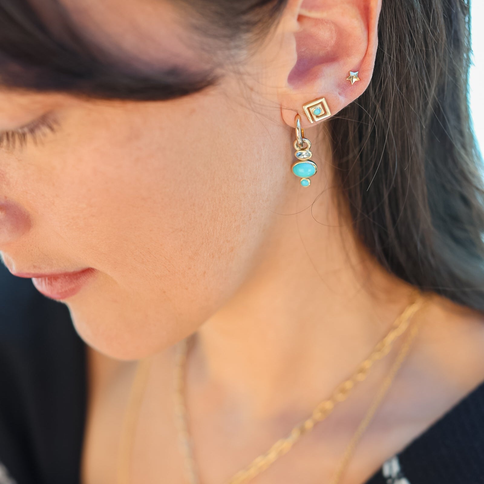 Spiral Studs with Turquoise