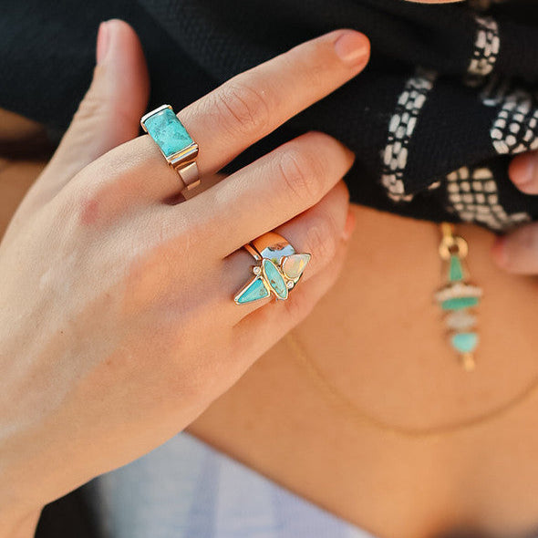 Powell Turquoise Two-Toned Ring