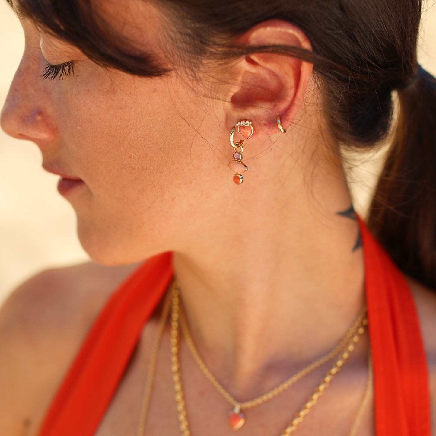 Dunes Charms (Coral and Pink Sapphire)
