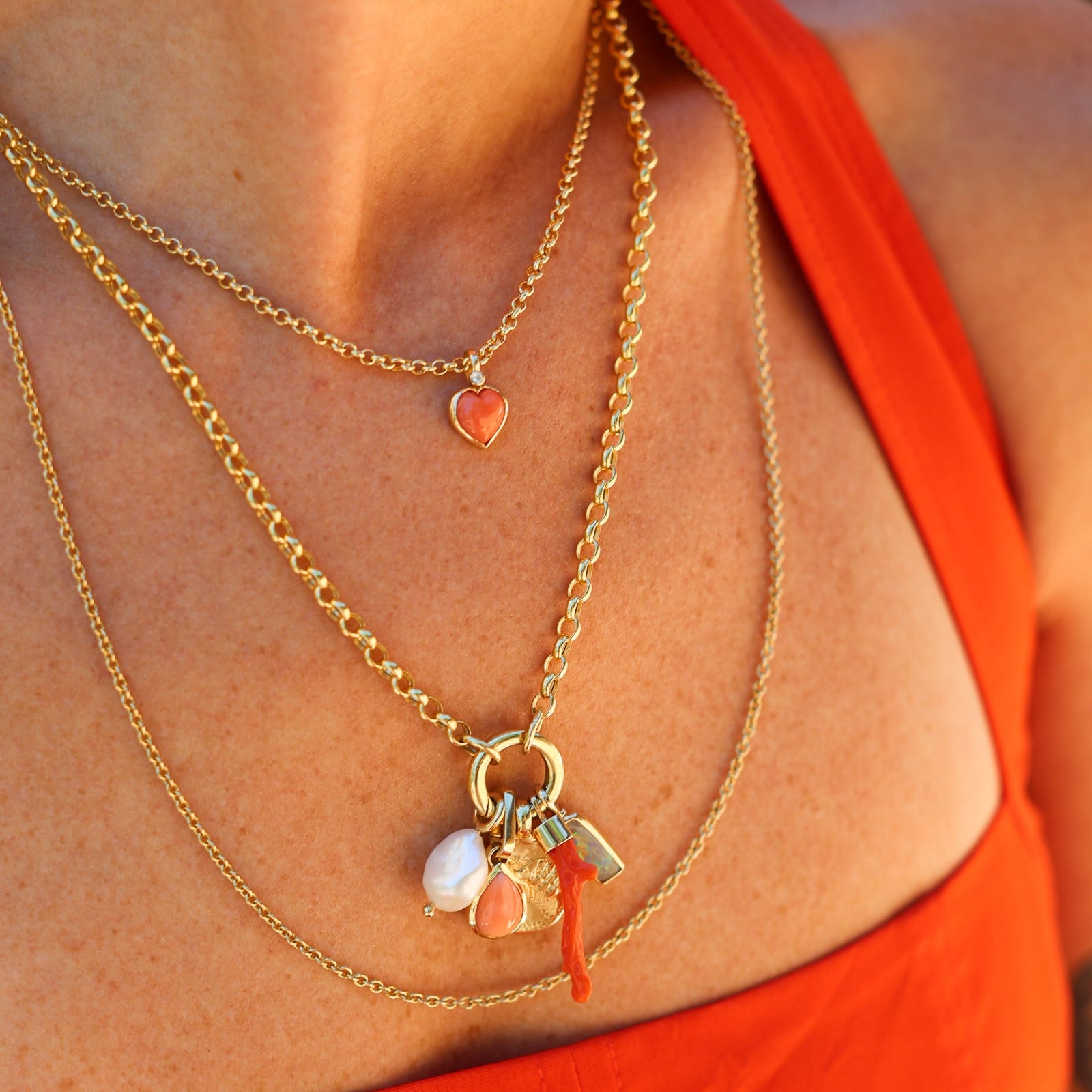 Corazon Sagrado Coral Charm