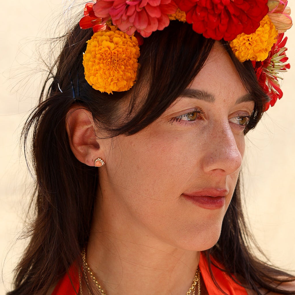 Corazon Sagrado Coral Earrings