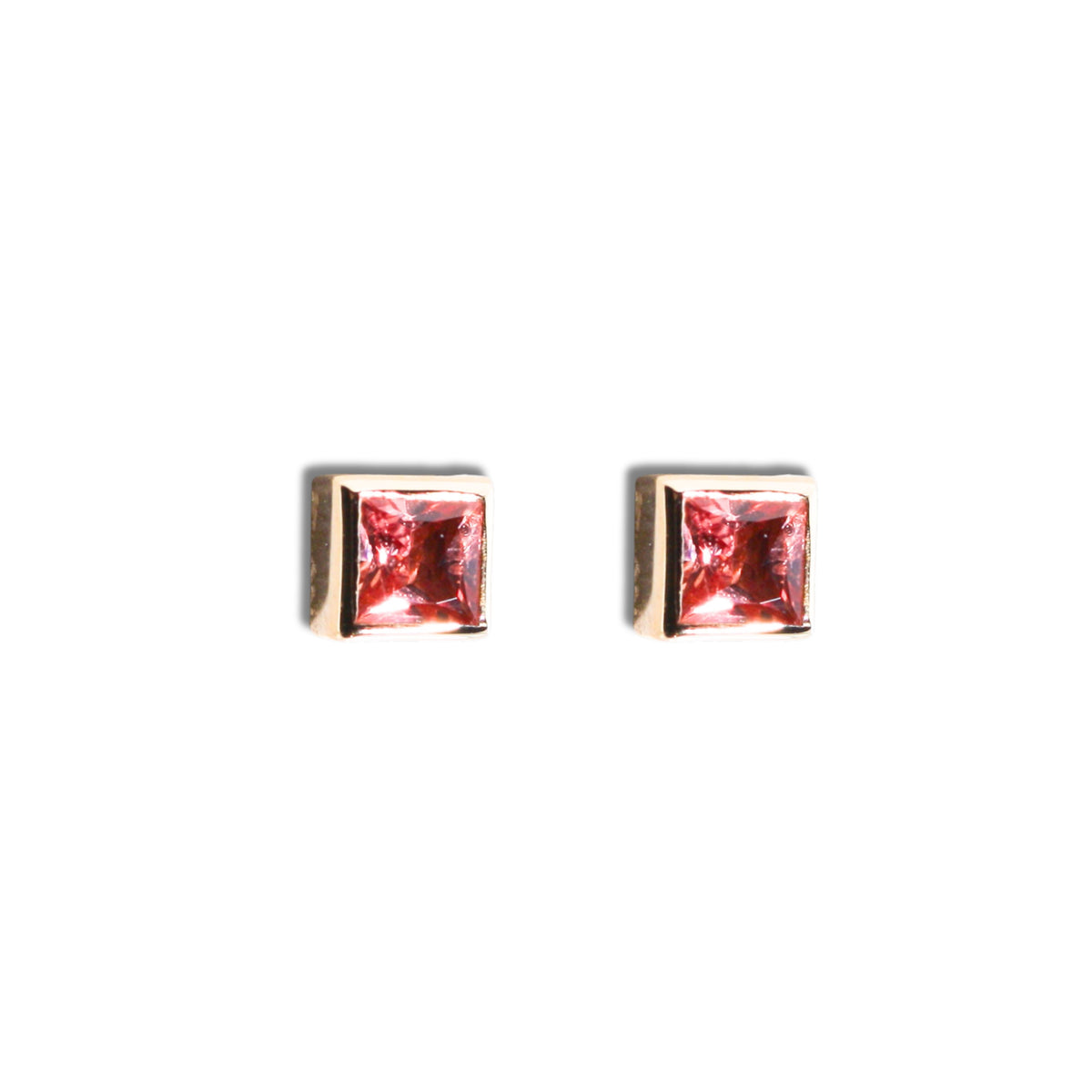 Cube Gemstone Earrings - Pink Sapphire