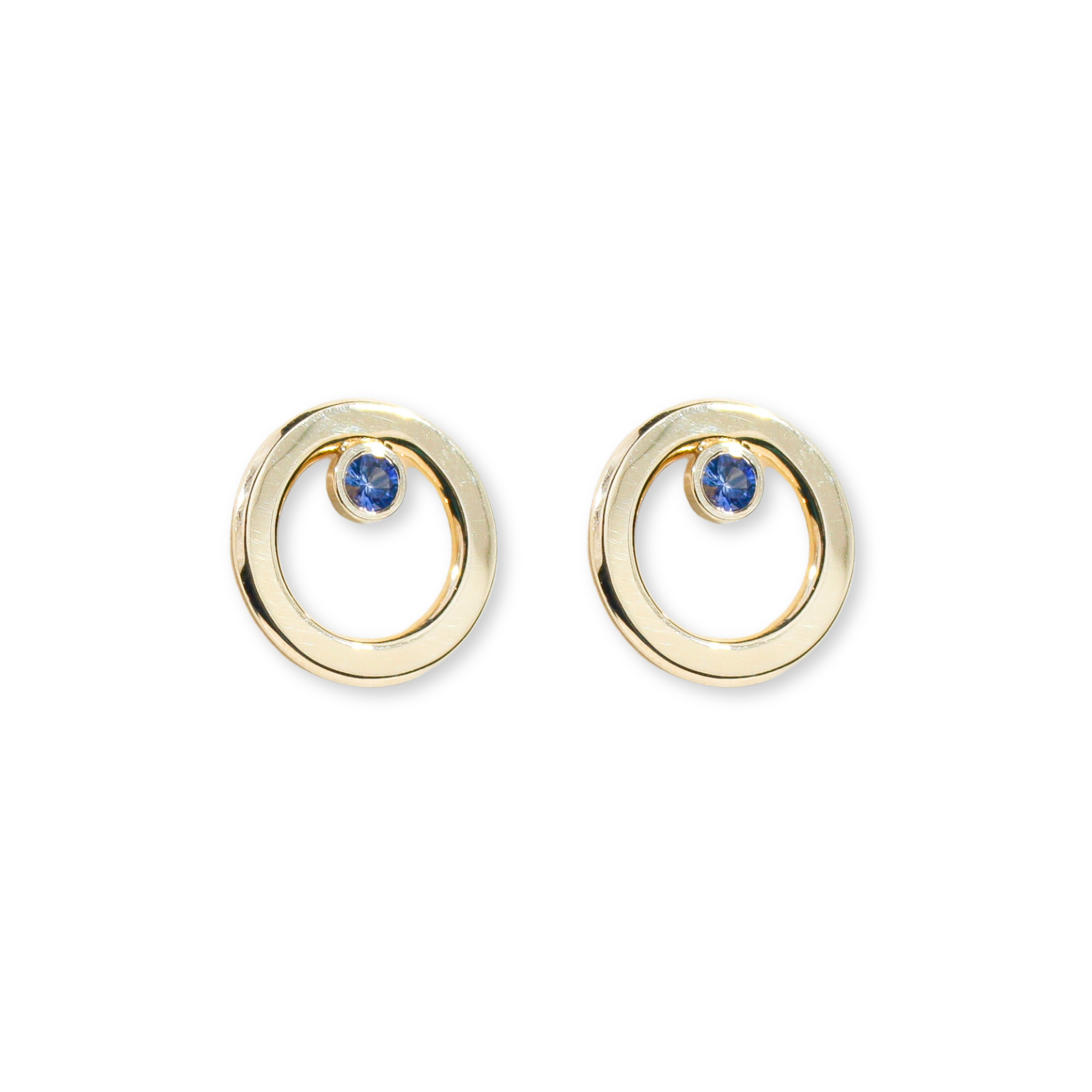 Eclipse Golden Hoops with Blue Sapphires