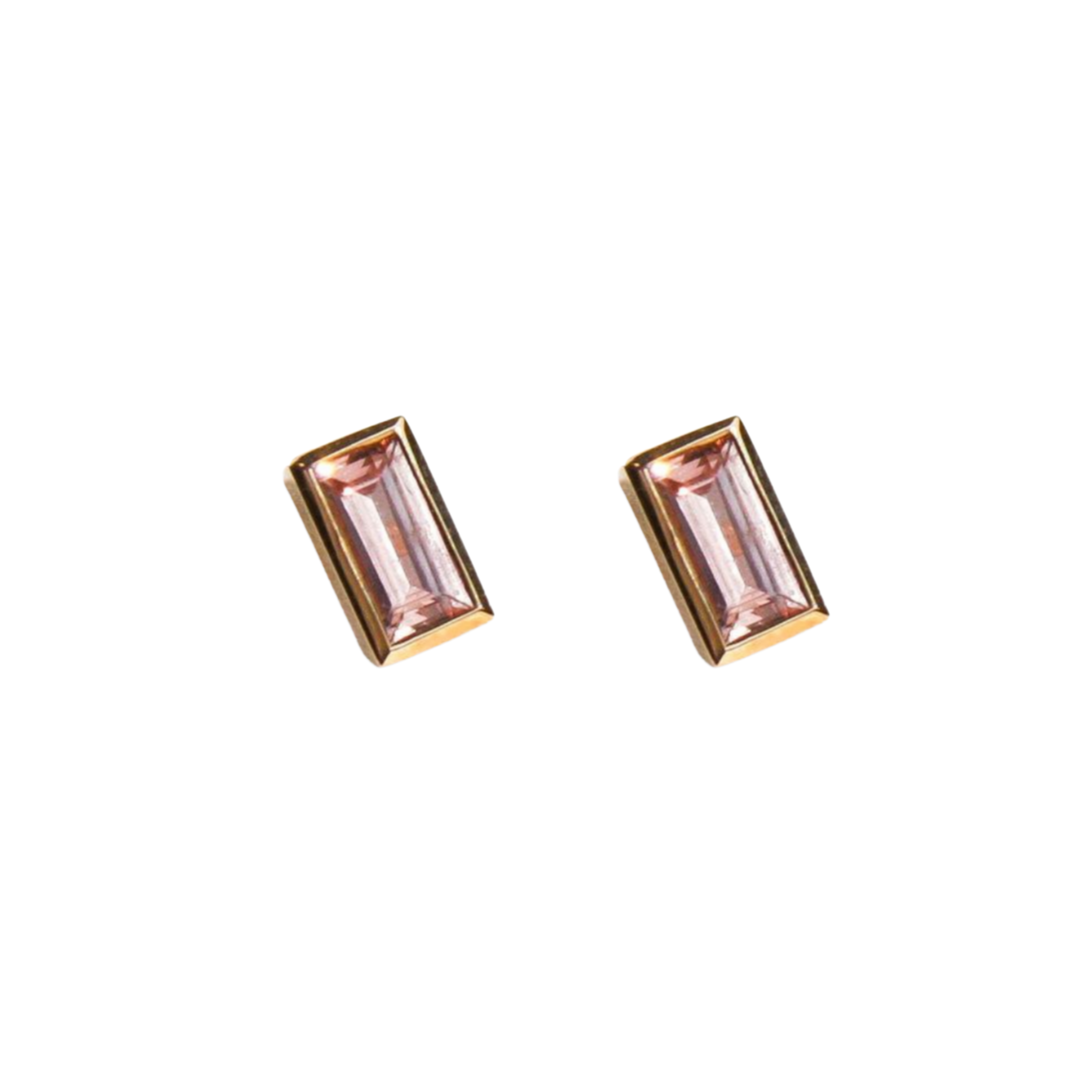 Color Block Studs (Peach Sapphire)