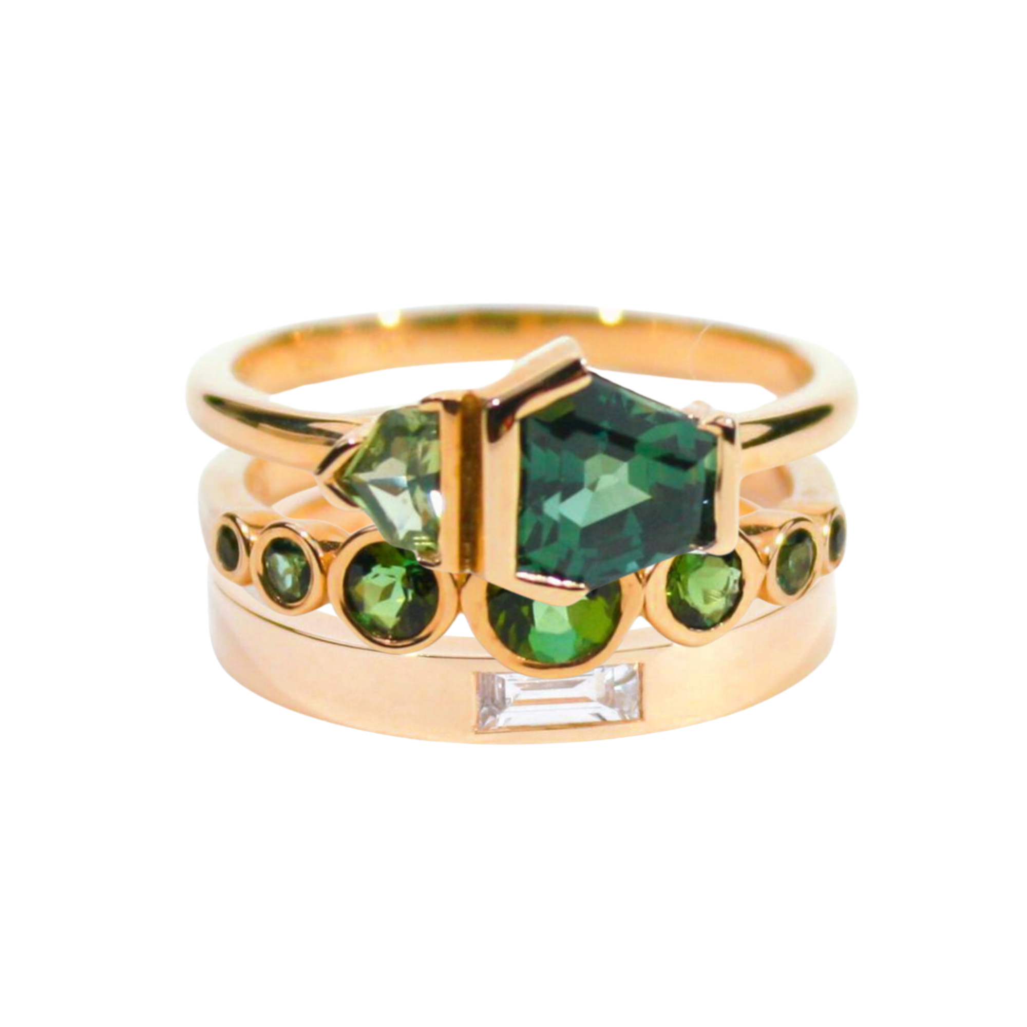Northwoods Green Sapphire Ring Stack