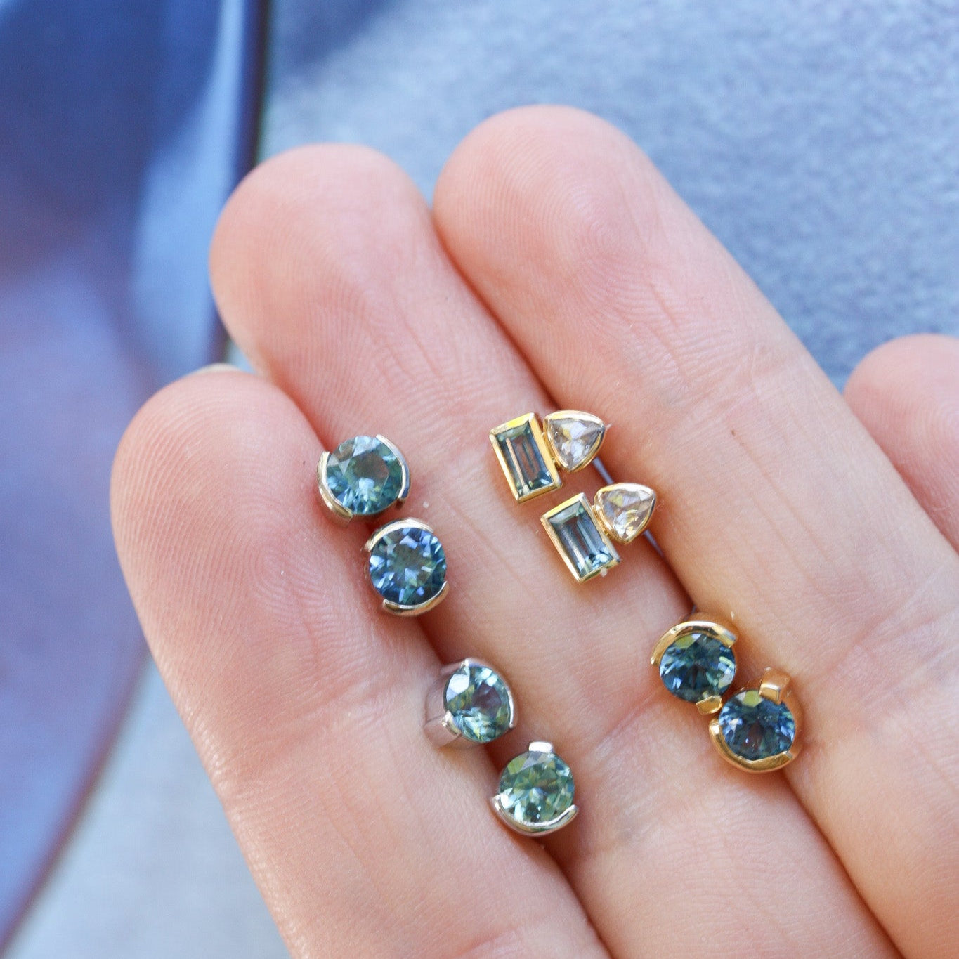Prism Blue Sapphire Studs