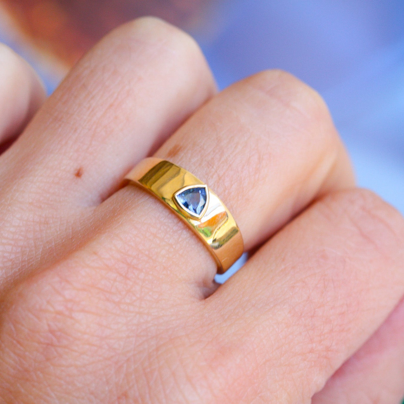 Pablo Blue Sapphire Trillion Ring