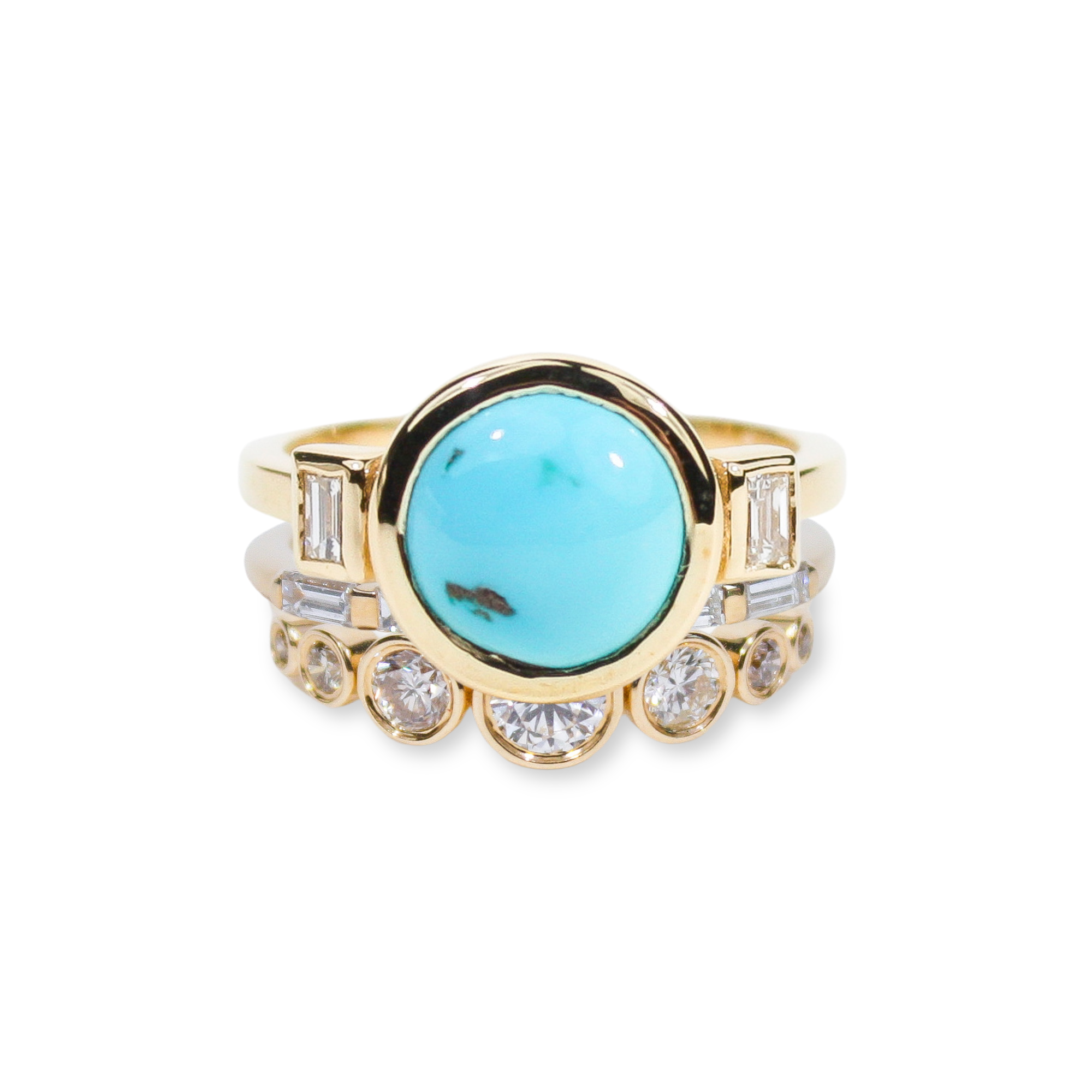 Vaquera Turquoise and Diamond Ring Stack