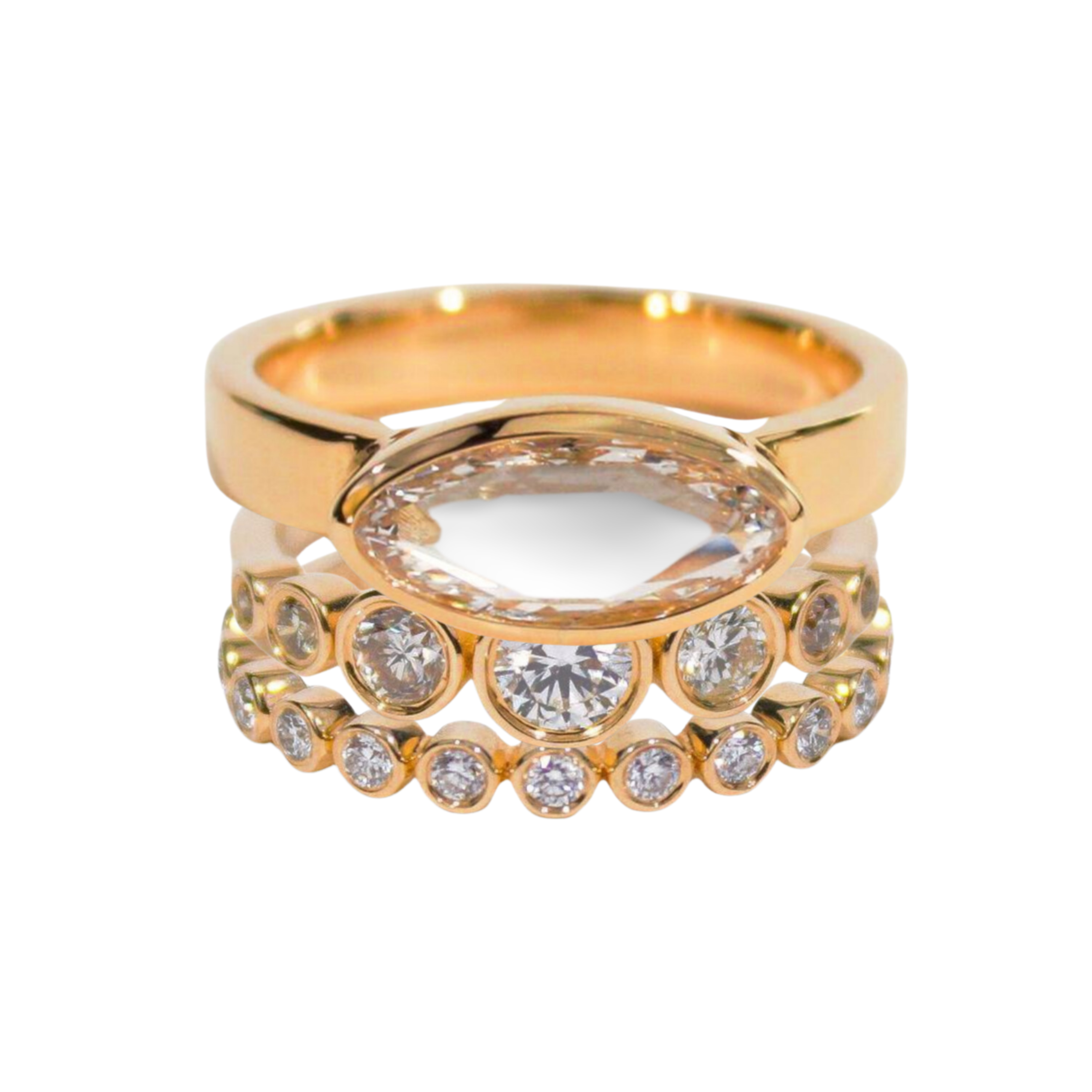 Carmen White Rosecut Diamond Ring Stack