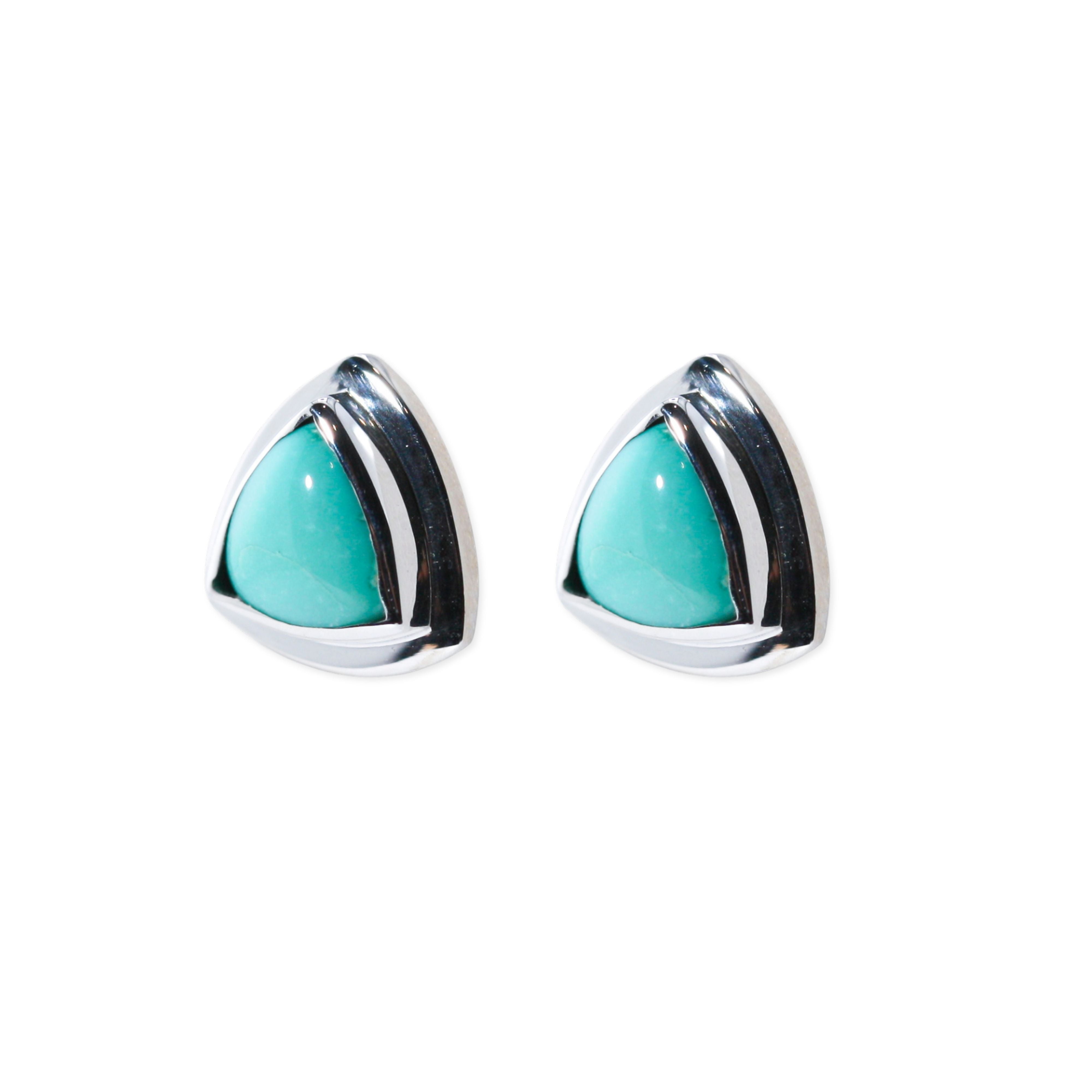 Sterling Triad Turquoise Earrings