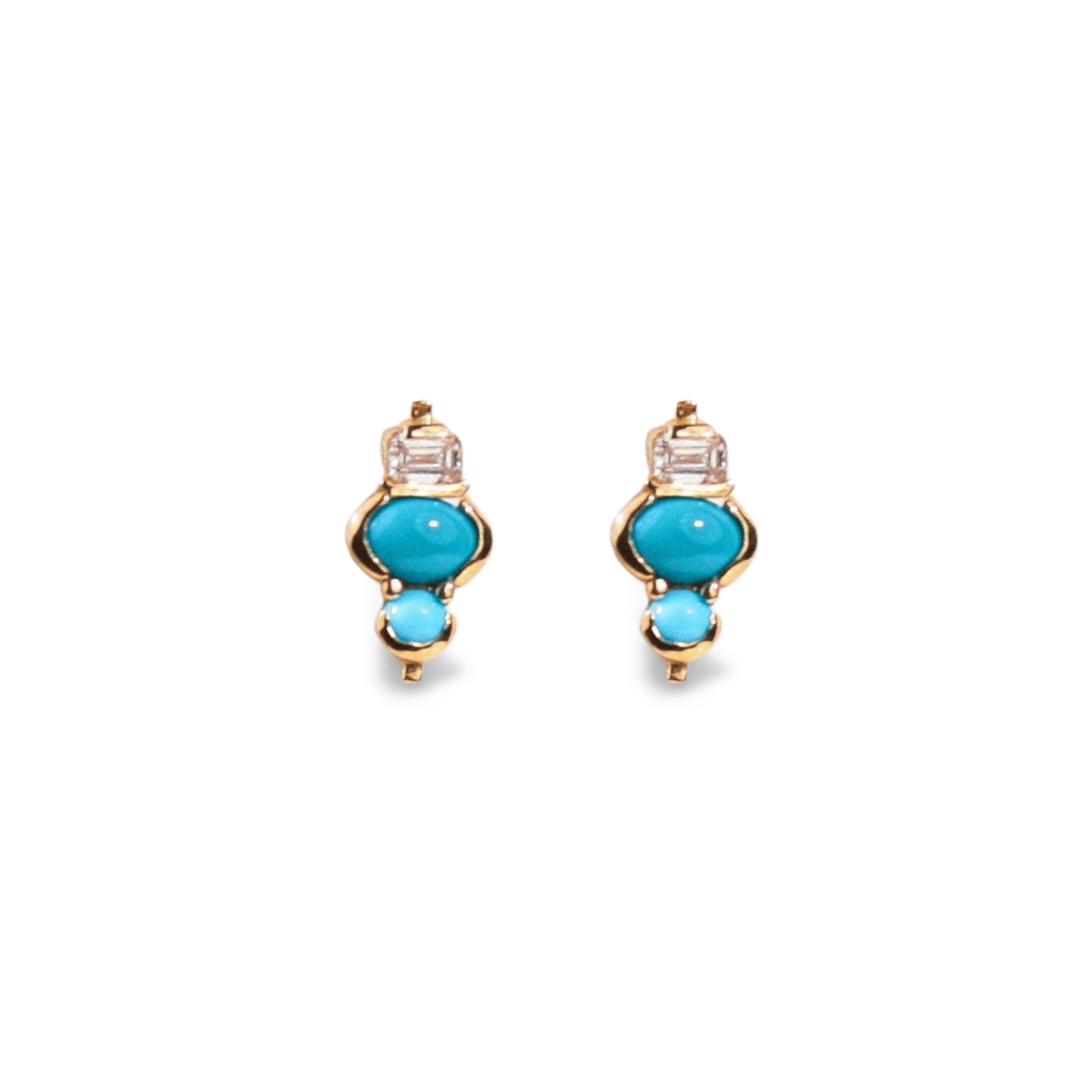 Mini Totem Turquoise and Diamond Earrings