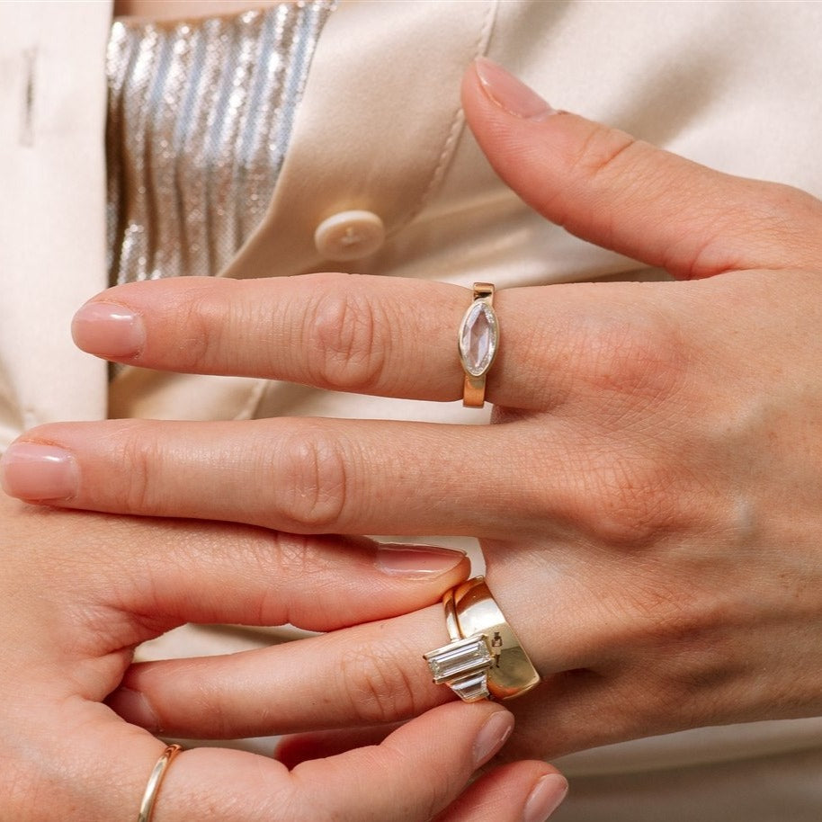 Vertical Two Stone Diamond Ring