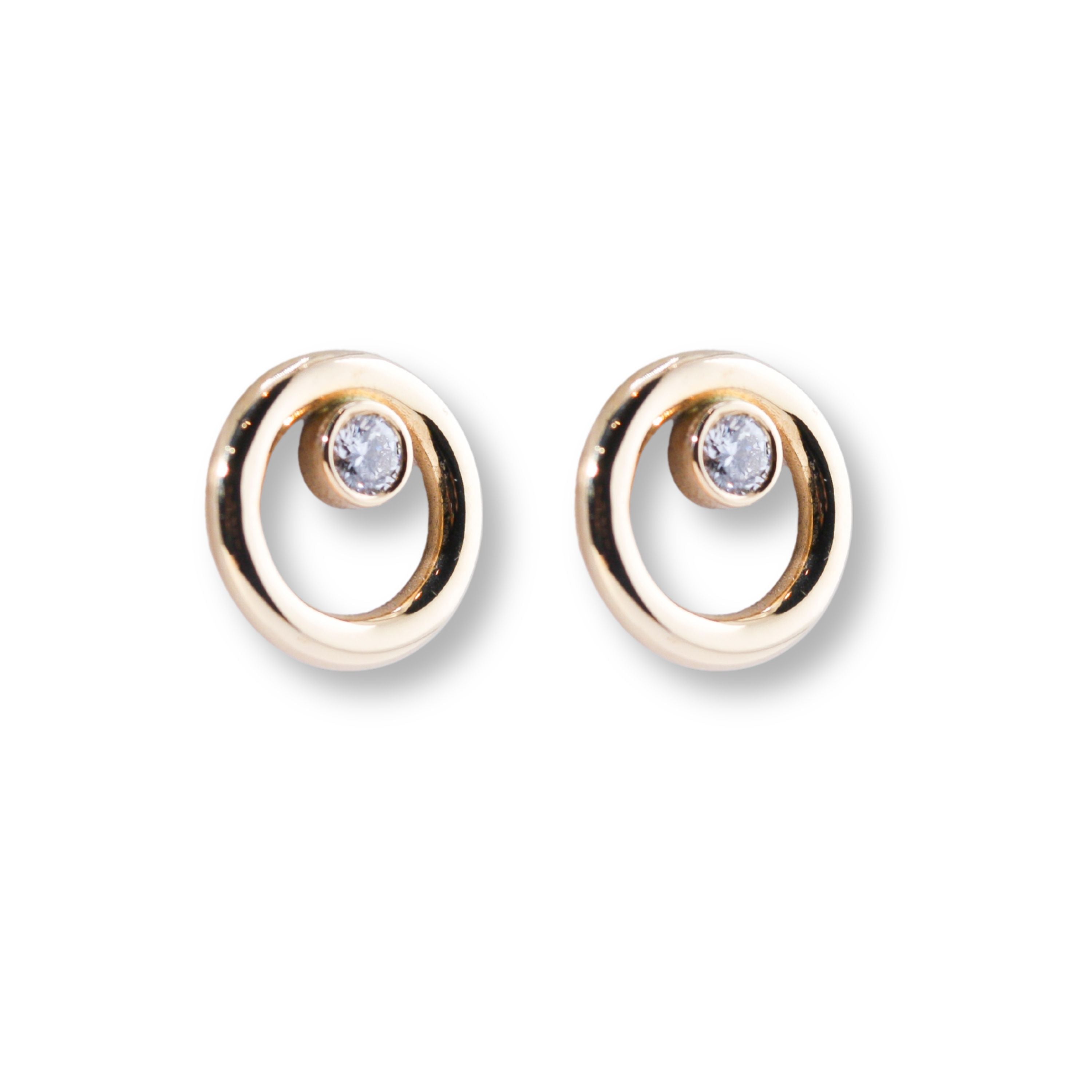 Eclipse Golden Hoops with White Diamonds