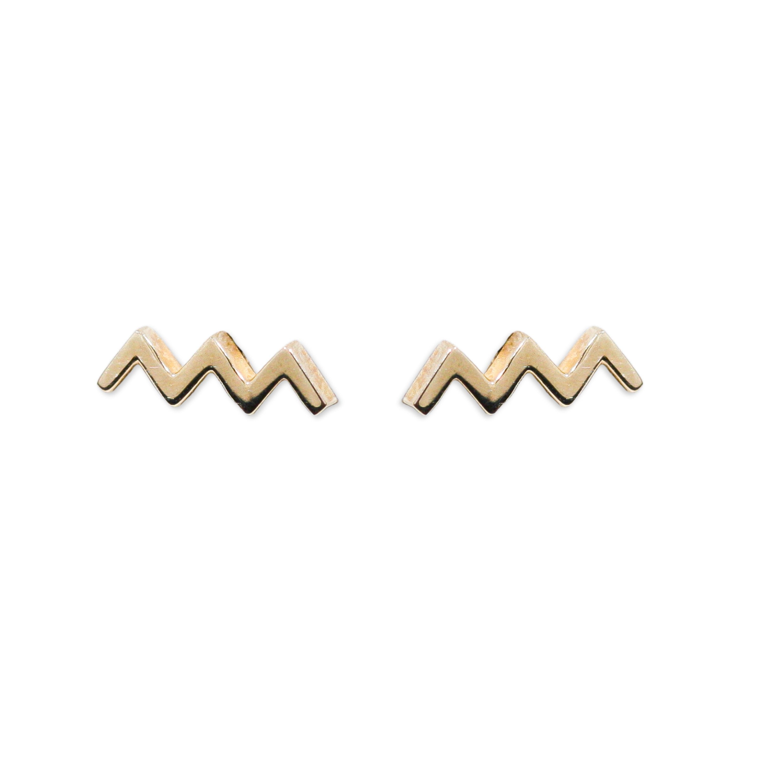 Gold Zig Zag Studs