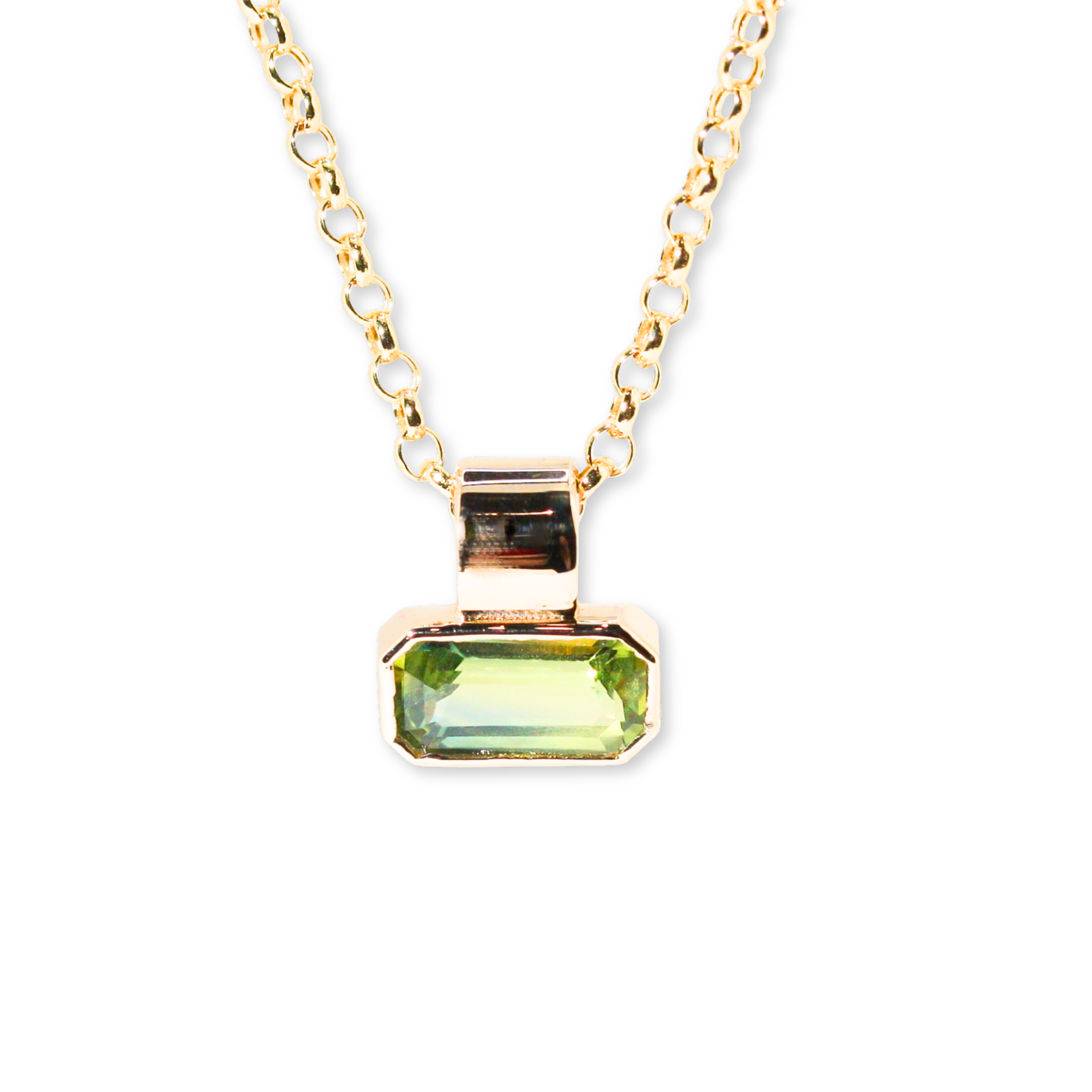 Grassy Green Sapphire Charm Necklace
