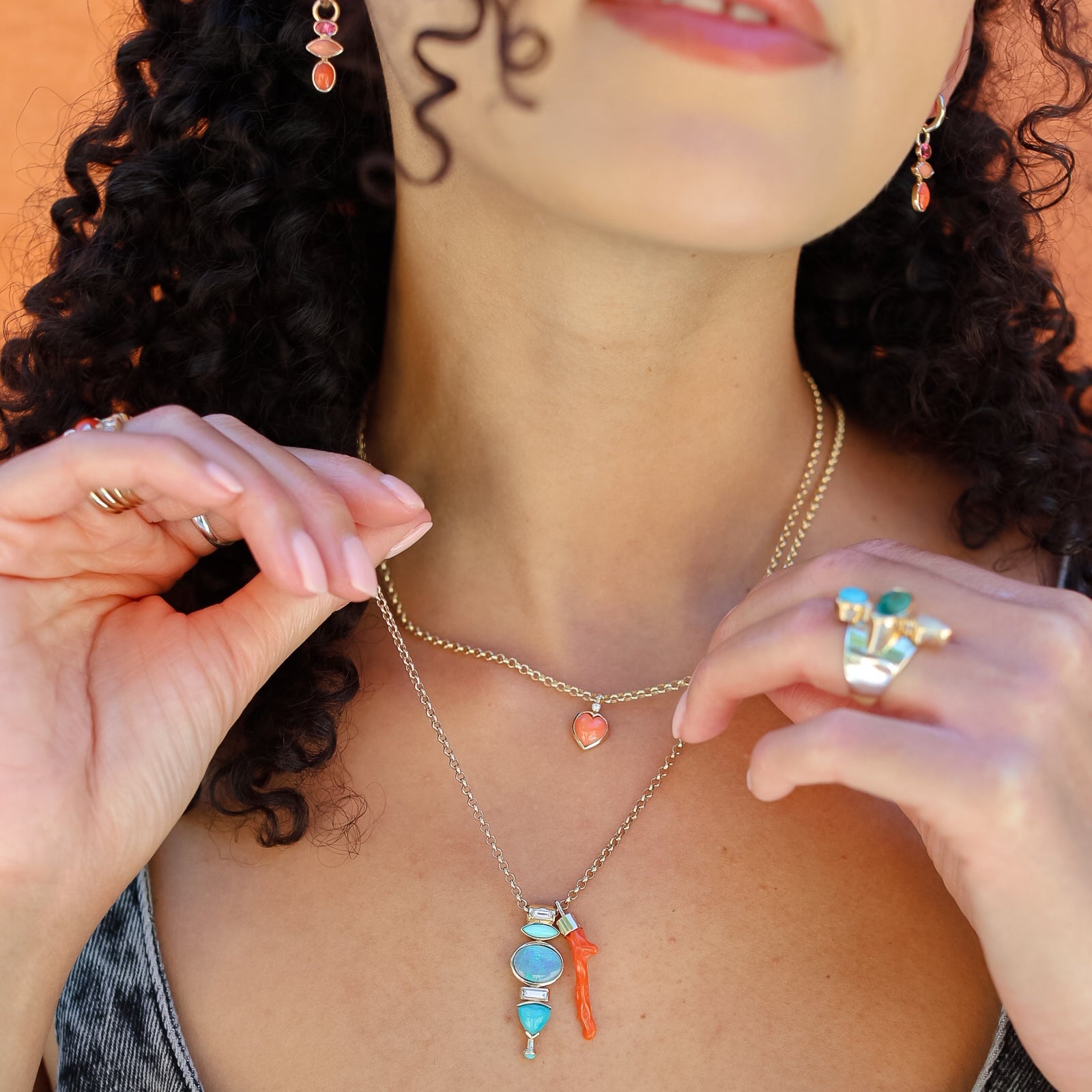 Corazon Sagrado Coral Necklace