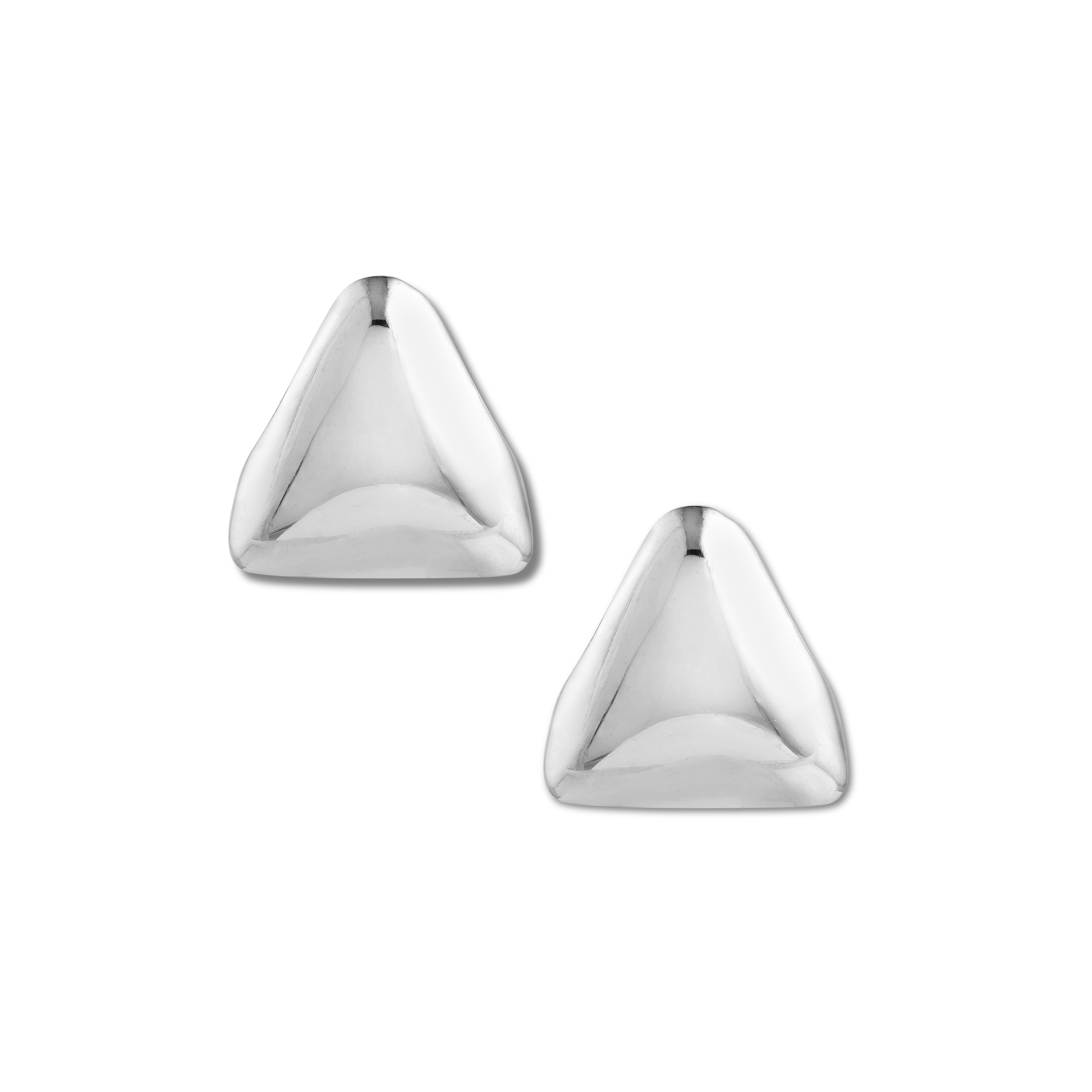 Puffed Triangle Hoops in Sterling Silver