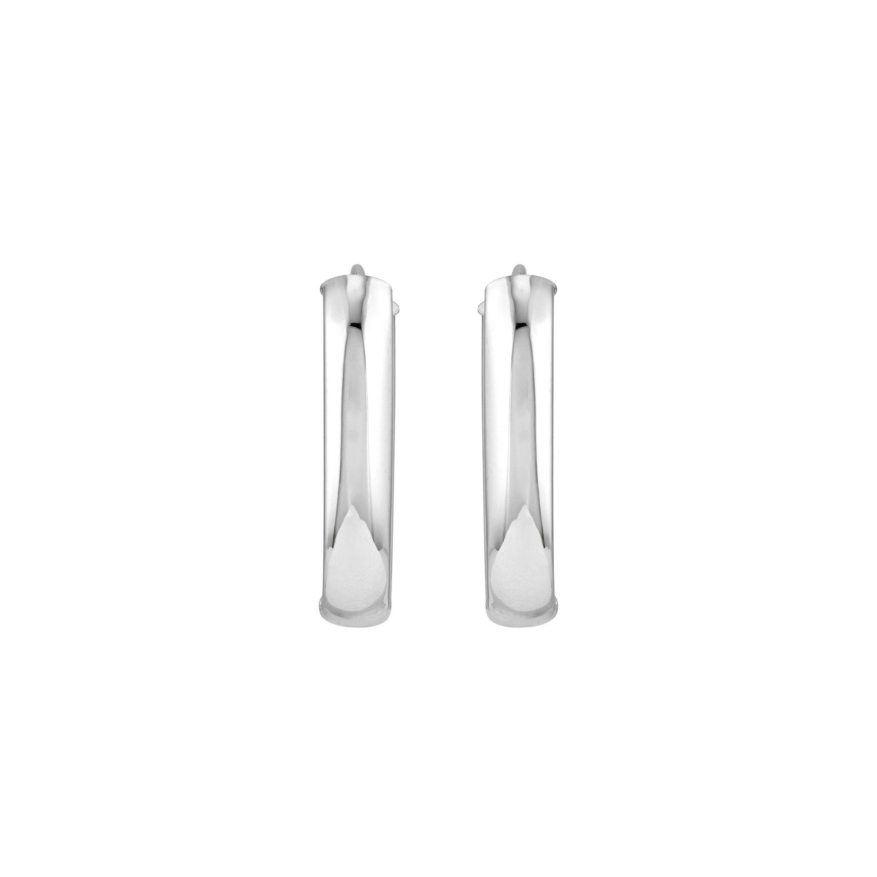 Puffed Oval Silver Hinged Hoops