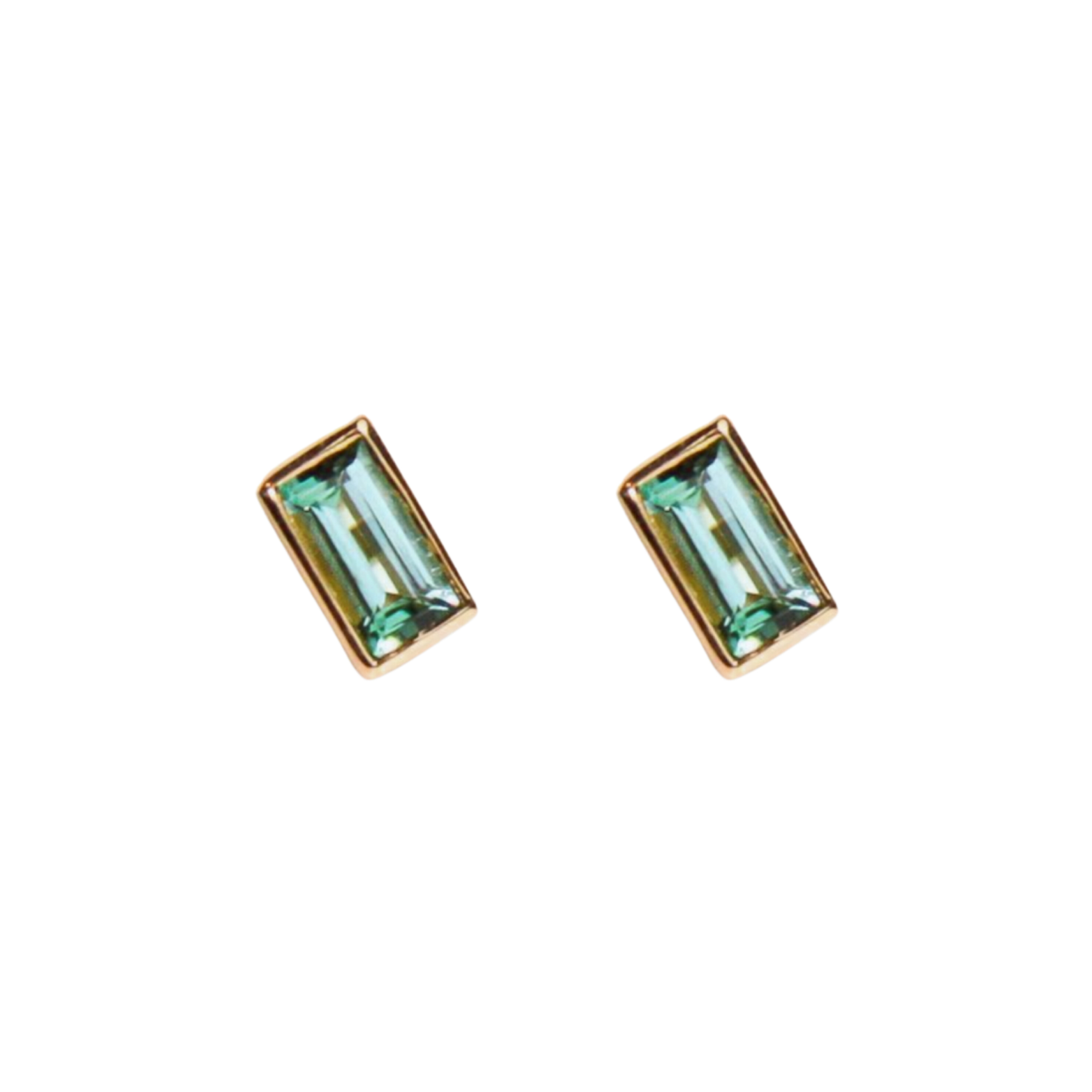 Color Block Studs (Green Tourmaline)