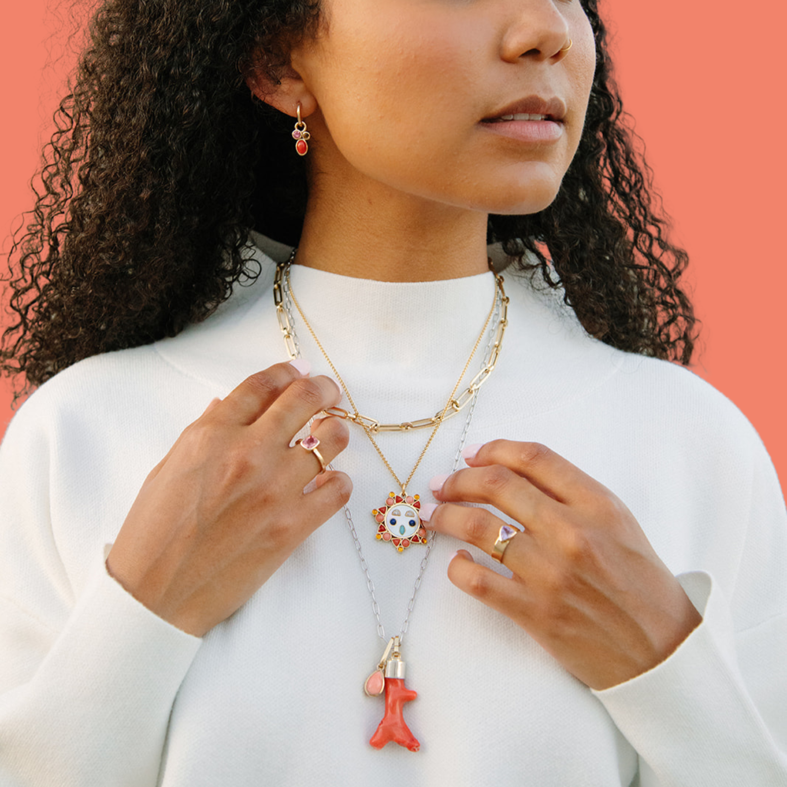 Coral Teardrop Pendant