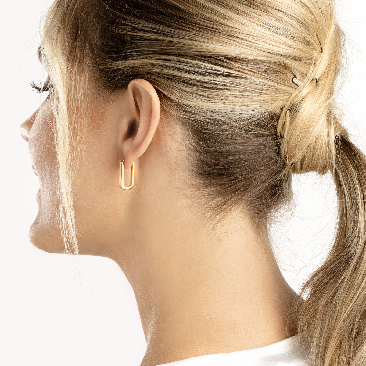 Large Puffed Paperclip Hinged Hoops